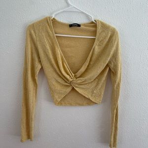 Yellow long sleeve crop top